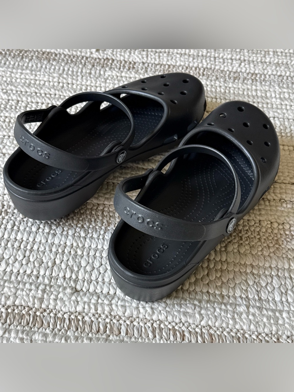 Crocs Black Double Strap Clog Comfort Slip-on Shoes Size 10 Women's - Picture 6 of 14